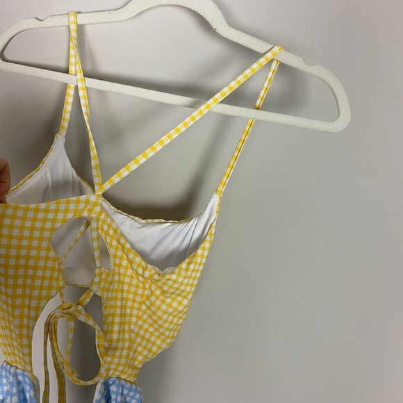 Aqua Colorblock Maillo Cutout One Piece Swimsuit Corn Flower Womens Small - Picture 5 of 11